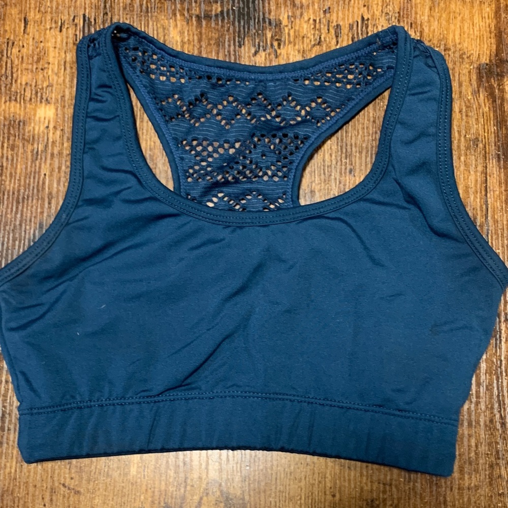 ZYIA Navy Lace-Back Sports Bralette